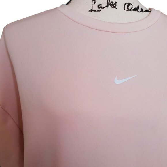 Nike Retro Vibe Fleece Sweatshirt Pouch Pocket Striped Pink Blue White Gray LG - Picture 7 of 7